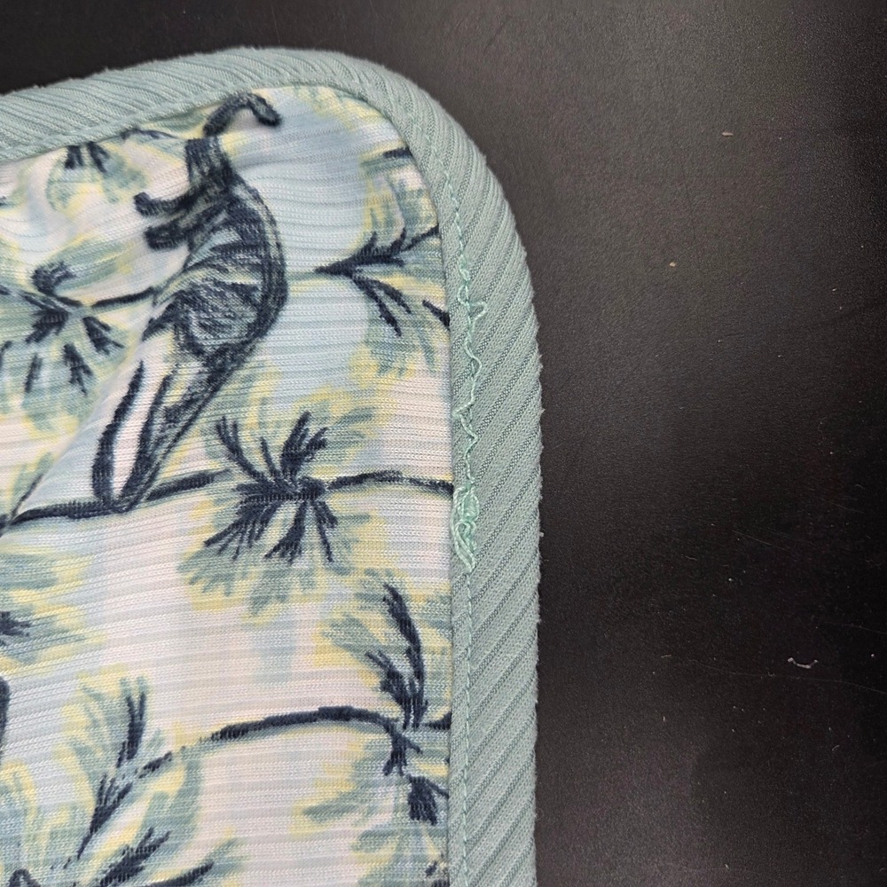Dinosaur Stegosaurus Baby Lovey Security Blanket Blue Green Palm Tree Print - Picture 3 of 4